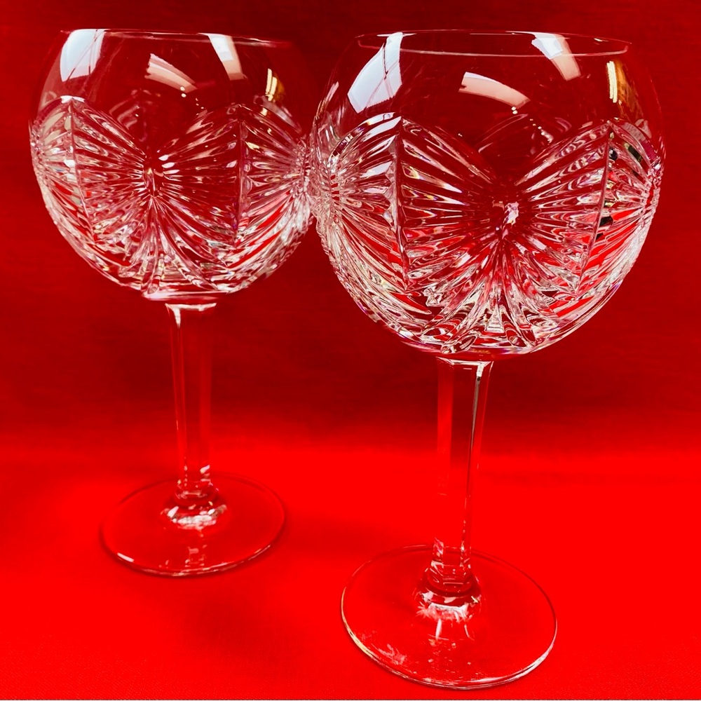Set of 2 Waterford Crystal Goblets Happiness Millennium Collection Drink Glasses